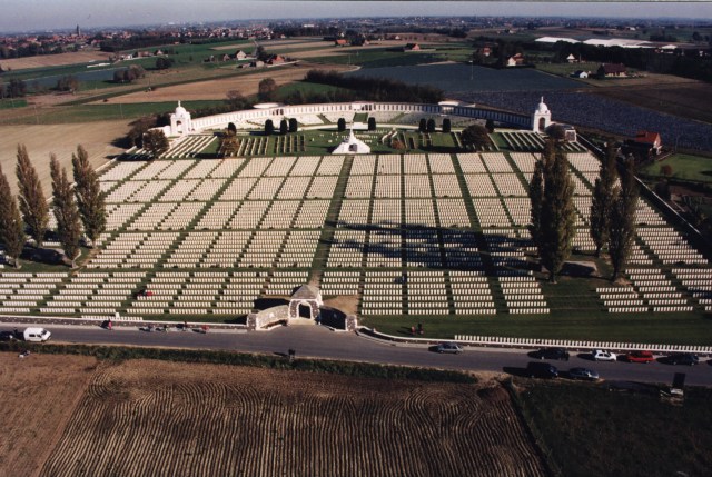 Aerial view of Tyne Cot Cemetery